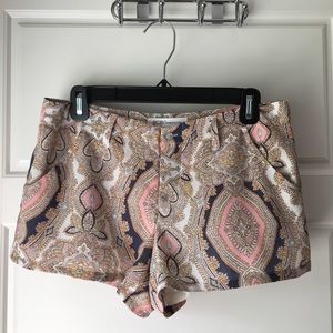 Navy and Pink Paisley Print Shorts